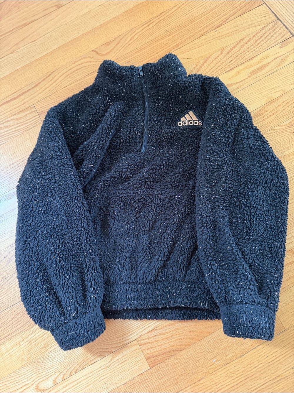 adidas Black Sherpa Half-Zip Hoodie for Kids